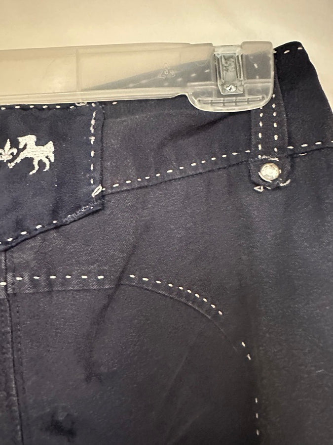 Equine Couture Navy Blakely Knee Patch Breech 28