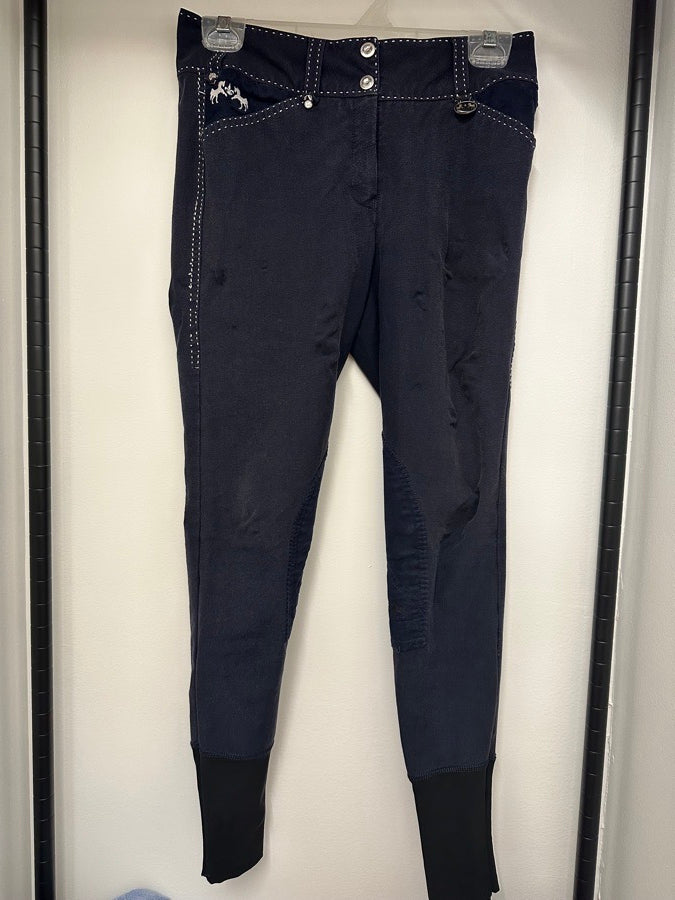 Equine Couture Navy Blakely Knee Patch Breech 28