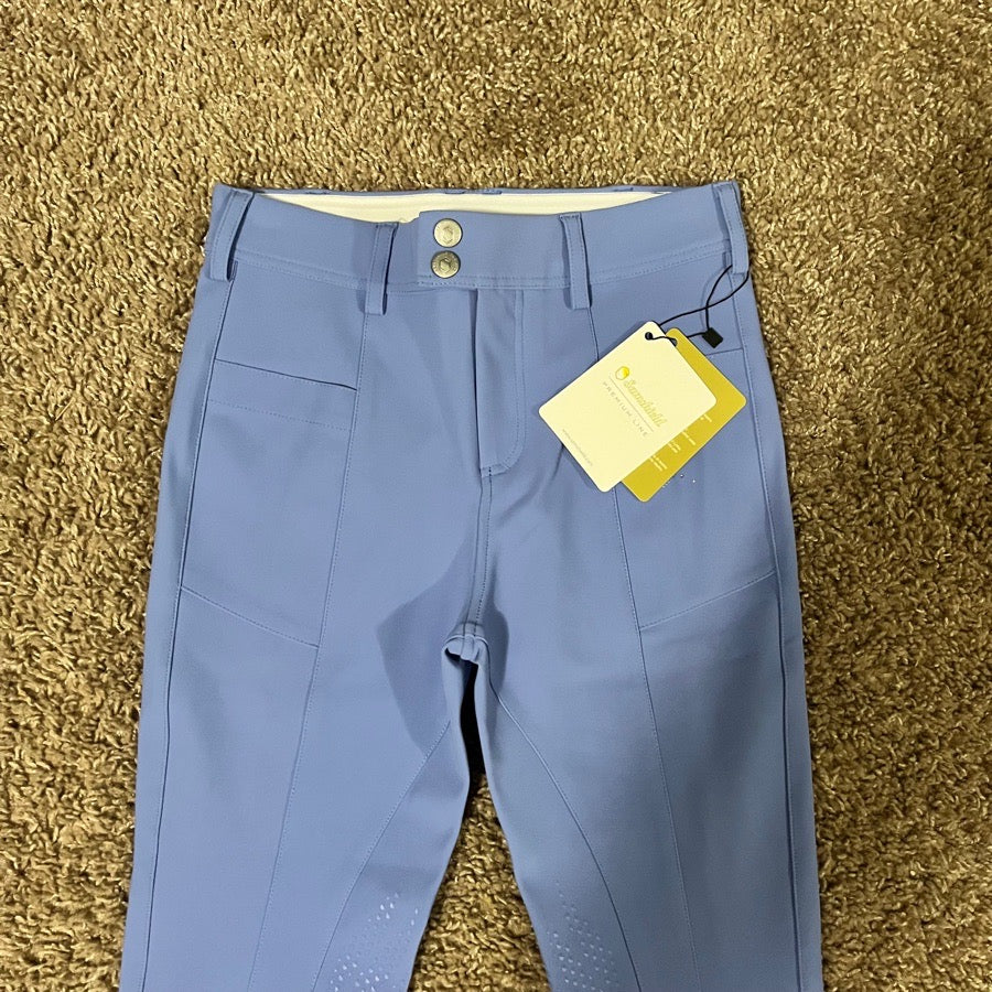 New Women Size 24 Blue Samshield Charlotte Knee Patch Horseback Riding Breeches