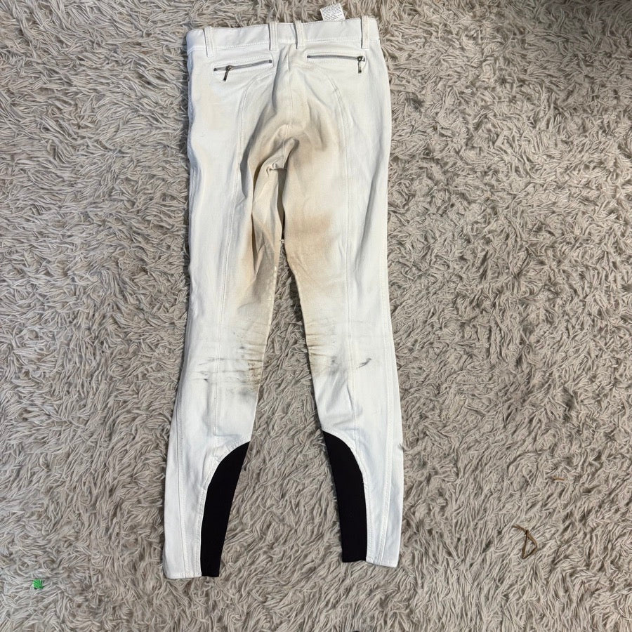Women’s Size IT38 White Equiline Knee Patch Horseback Riding Breeches
