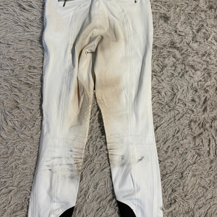 Women’s Size IT38 White Equiline Knee Patch Horseback Riding Breeches