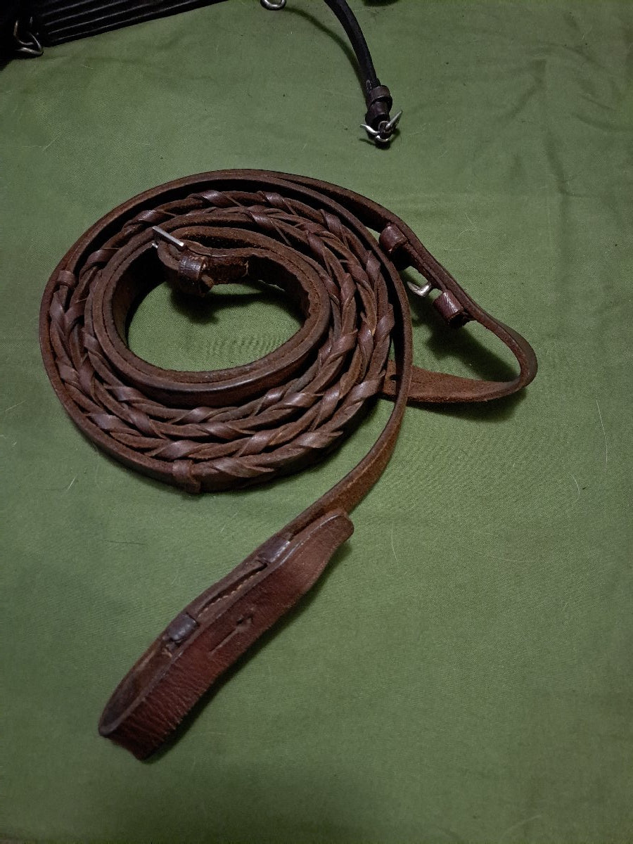 Laced English reins horse sized