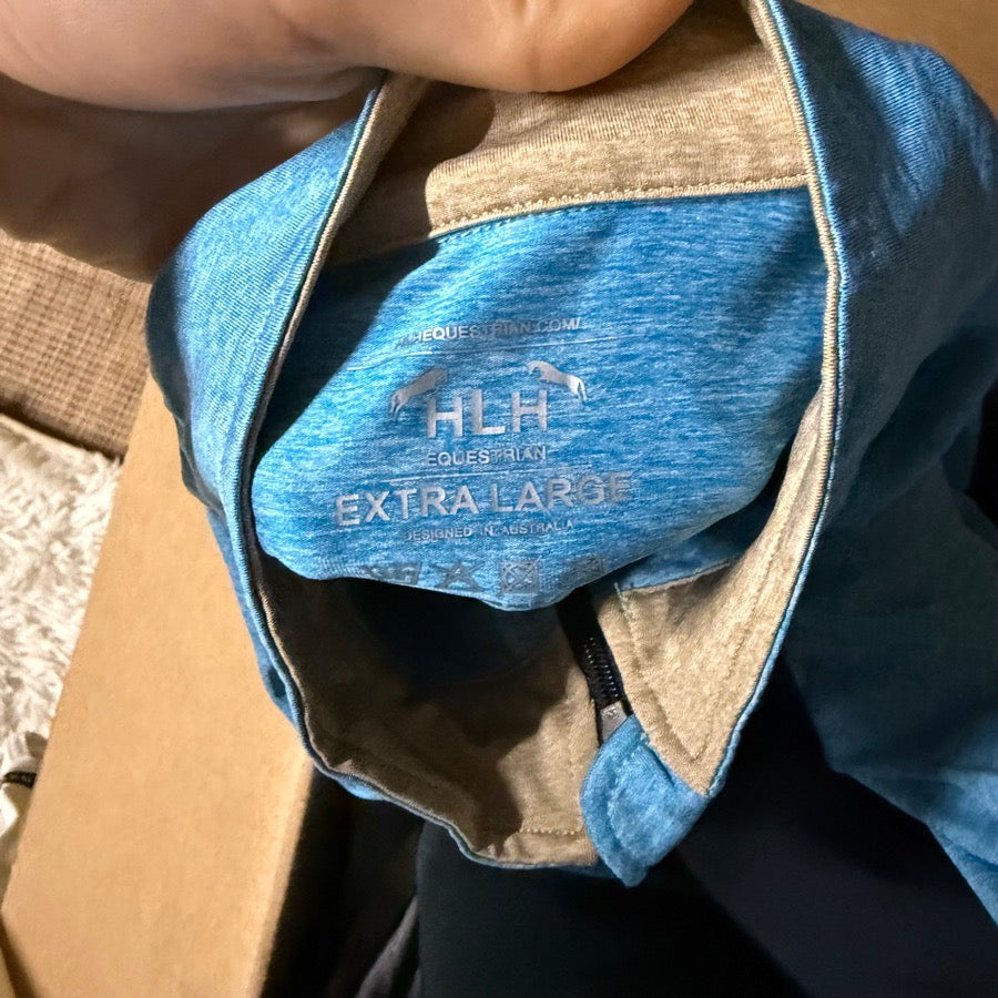 Women’s XL Blue HLH Equestrian Long Sleeve Horseback Riding Sunshirt. Good Cond.