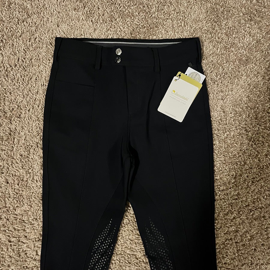 New Women Size 30 Black Samshield Charlotte Knee Patch Horseback Riding Breeches