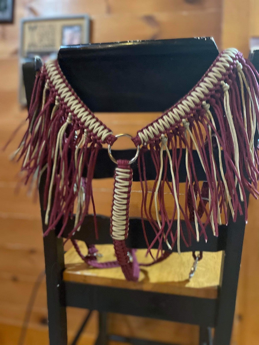 Paracord braided fringe horse breast collar
