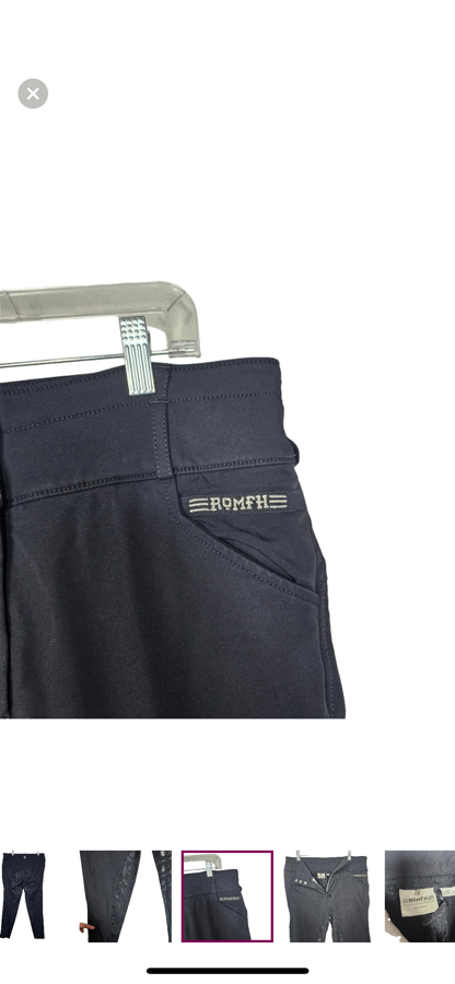 Romfh Isabella Silicone Dressage Full Seat Grip Breech Riding Pants 32R Black