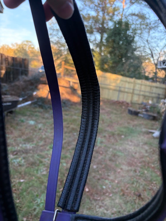 OTHER Leather Purple Western Thickly Padded Headstall, New Screws Needed (4)