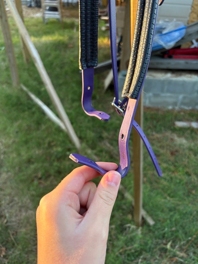 OTHER Leather Purple Western Thickly Padded Headstall, New Screws Needed (6)