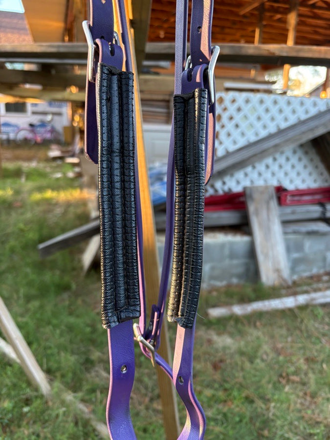 OTHER Leather Purple Western Thickly Padded Headstall, New Screws Needed (3)