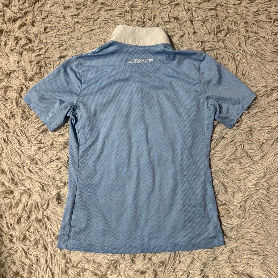 ROMFH Child’s XL White/Blue Romfh Short Sleeve Horseback Riding Show Shirt (4)
