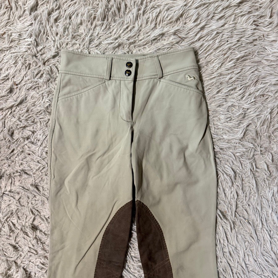 Girl’s Size 14 Tan RJ Classics Knee Patch Horseback Riding Jodphur Breeches