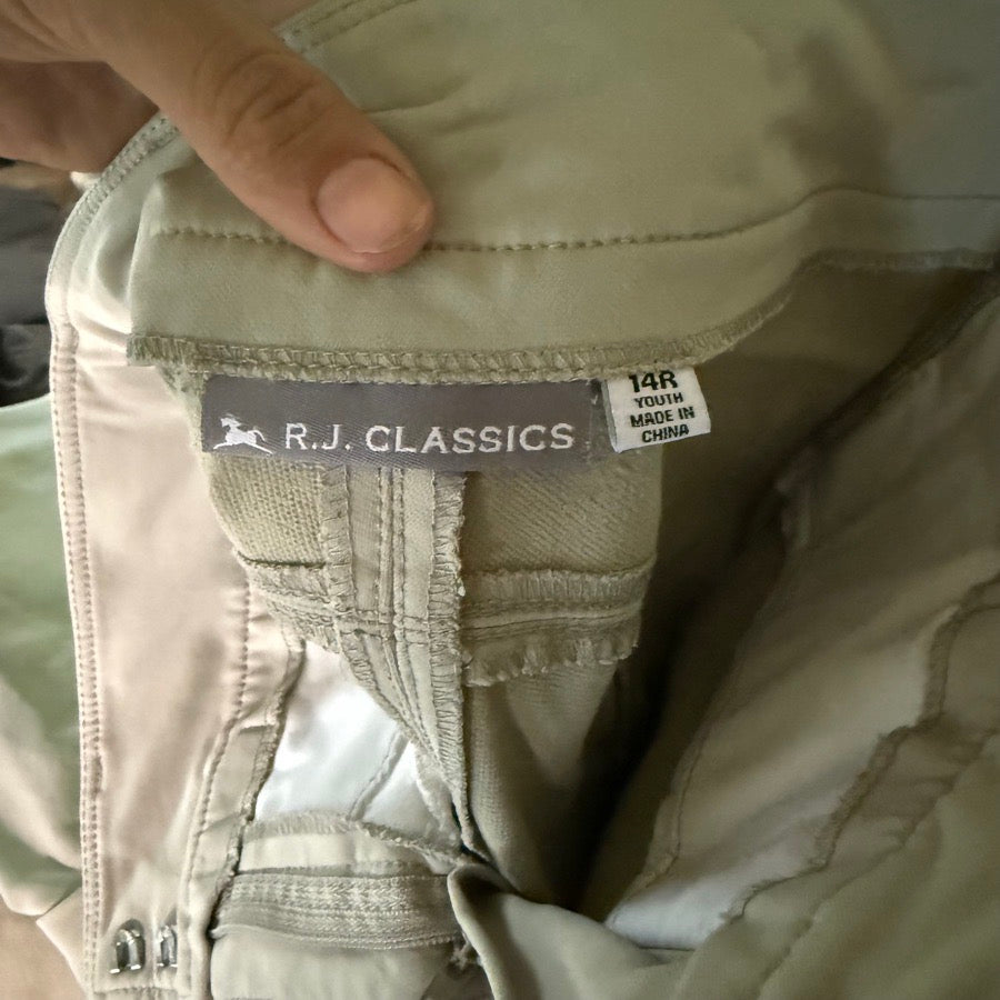 Girl’s Size 14 Tan RJ Classics Knee Patch Horseback Riding Jodphur Breeches