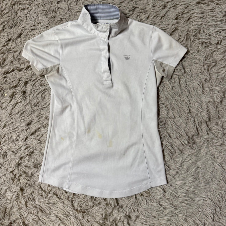 HORZE Women’s Size 4 White Horze Short Sleeve Horseback Riding Show Shirt
