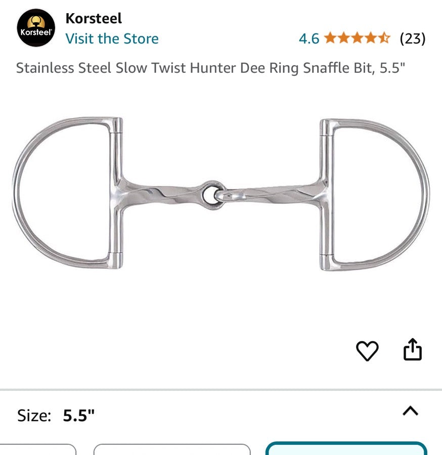 Korsteel slow twist snaffle d ring bit used