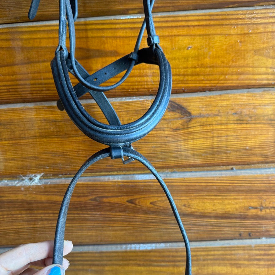 OTHER Full Size Black Leather English Horseback Riding Snaffle Bridle With Flash (2)