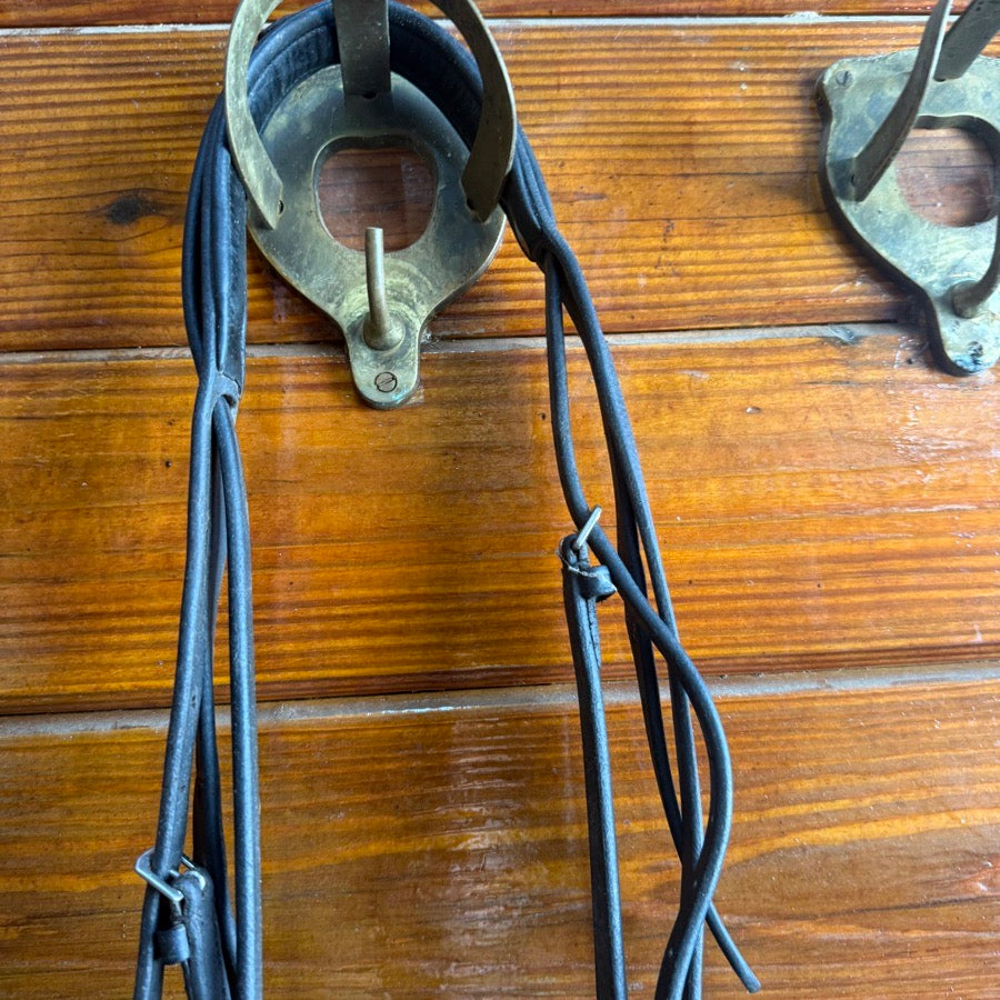 OTHER Full Size Black Leather English Horseback Riding Snaffle Bridle With Flash (3)
