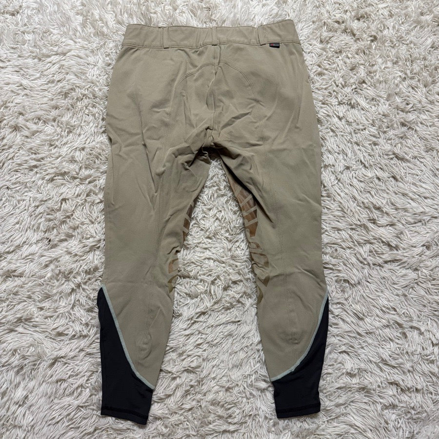 Women’s Size 34 Tan Struck Knee Patch Horseback Riding Breeches. Good Condition.
