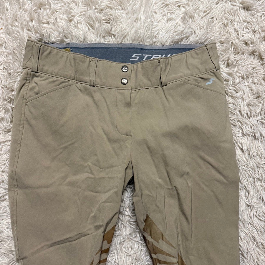 Women’s Size 34 Tan Struck Knee Patch Horseback Riding Breeches. Good Condition.