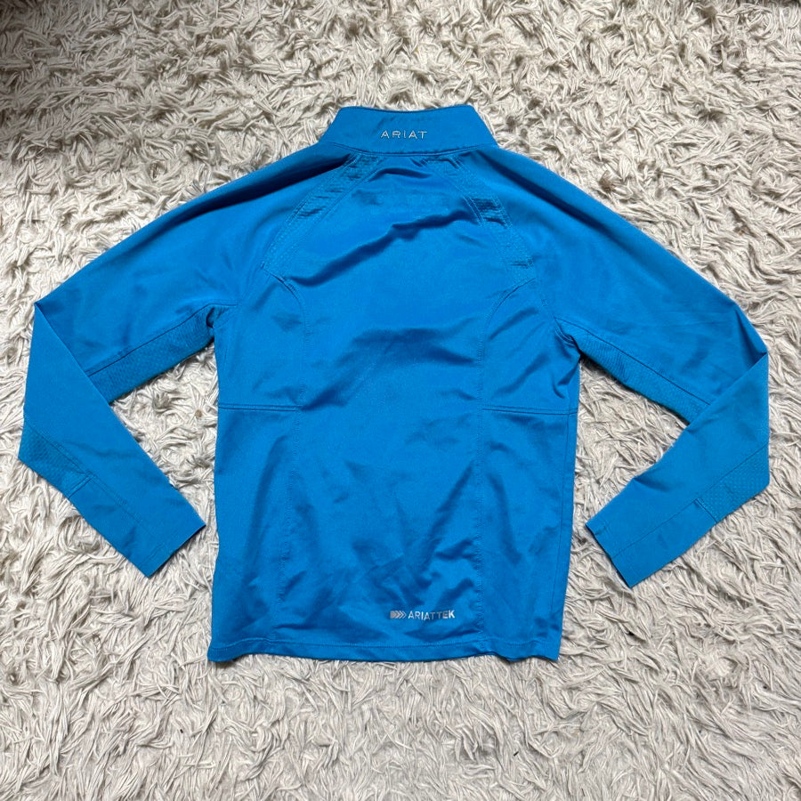 ARIAT Girl’s Small Blue Ariat Long Sleeve Horseback Riding Sunshirt. Good Condition. (4)