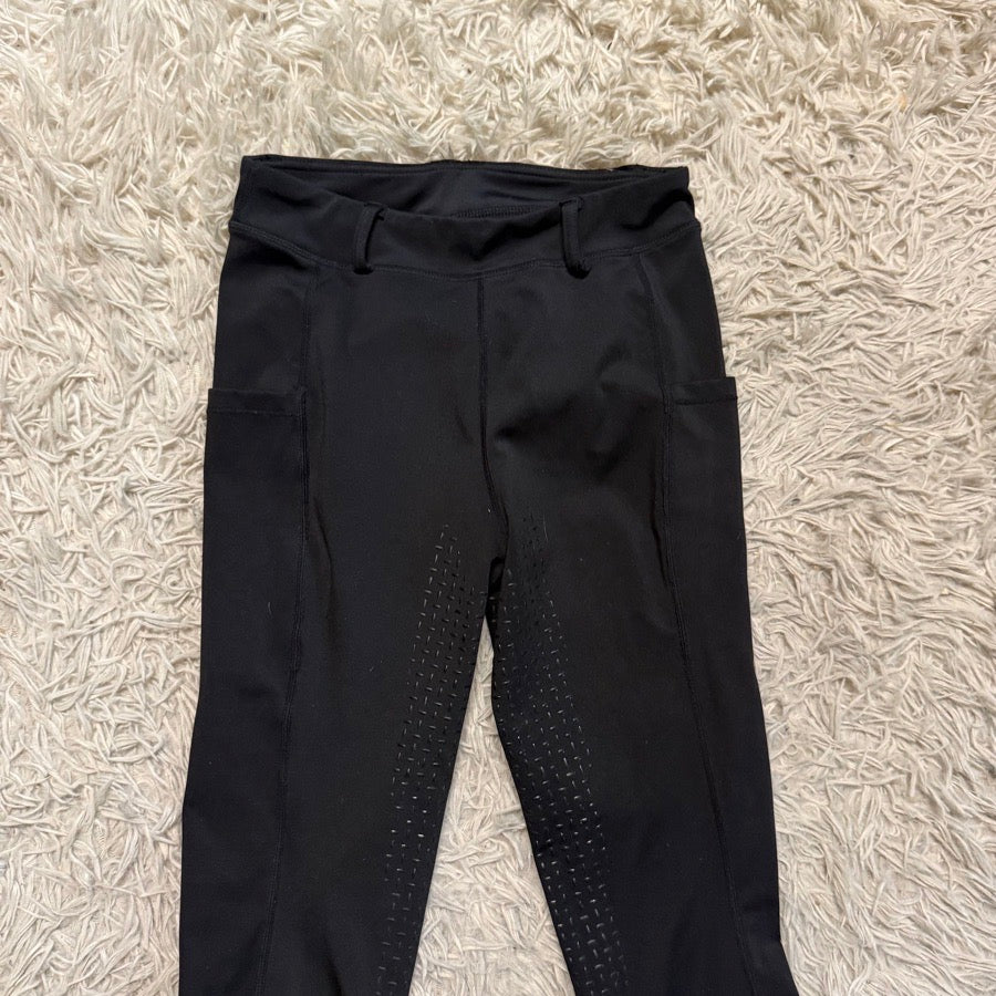 Girl’s Medium Black Beroy Full Seat Horseback Riding Tights Breeches. Good Cond.