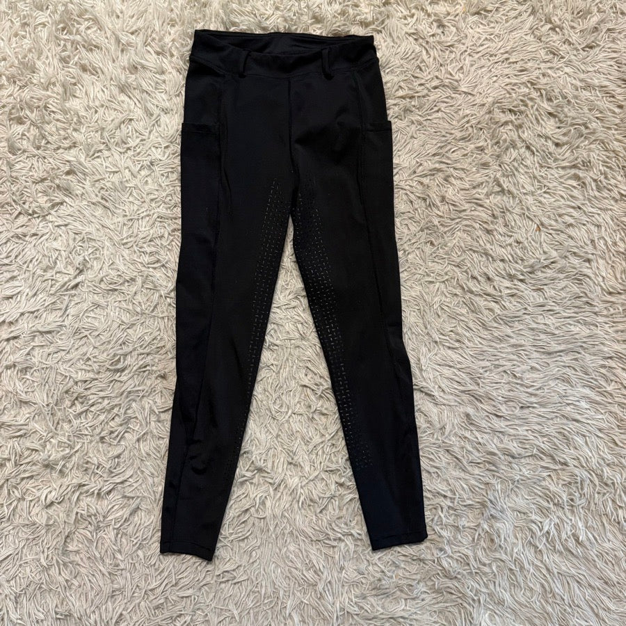 Girl’s Medium Black Beroy Full Seat Horseback Riding Tights Breeches. Good Cond.
