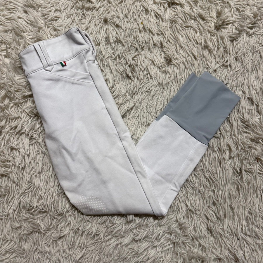 Girl’s Size 10 White For Horses Knee Patch Horseback Riding Breeches. Good Cond