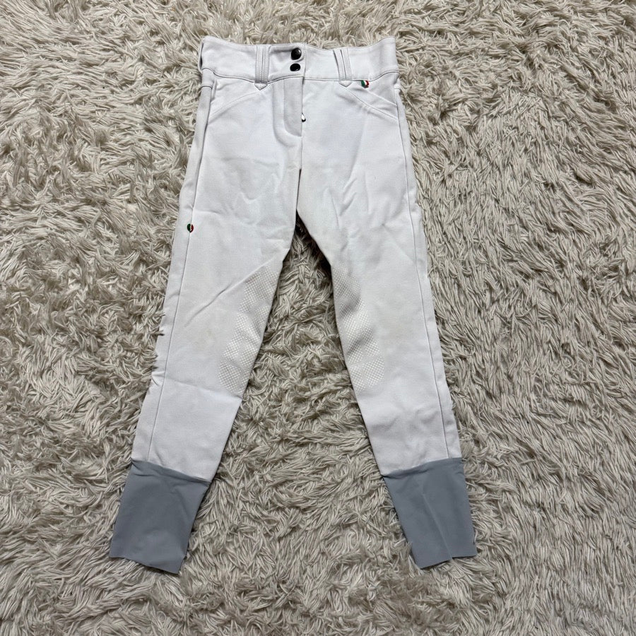Girl’s Size 10 White For Horses Knee Patch Horseback Riding Breeches. Good Cond