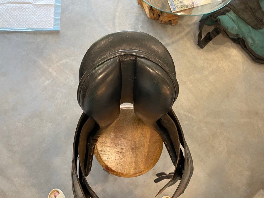 Black dressage saddle