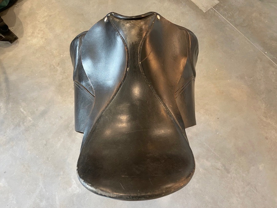 Black dressage saddle