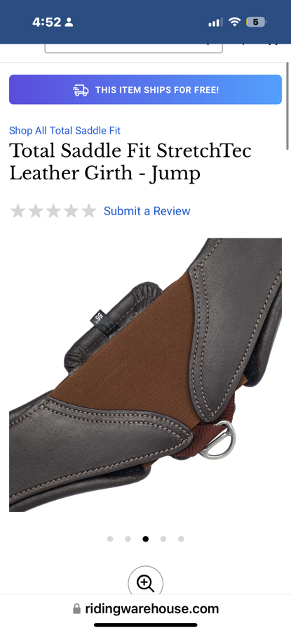 Total fit girth english leather StretchTec leather girth 50”