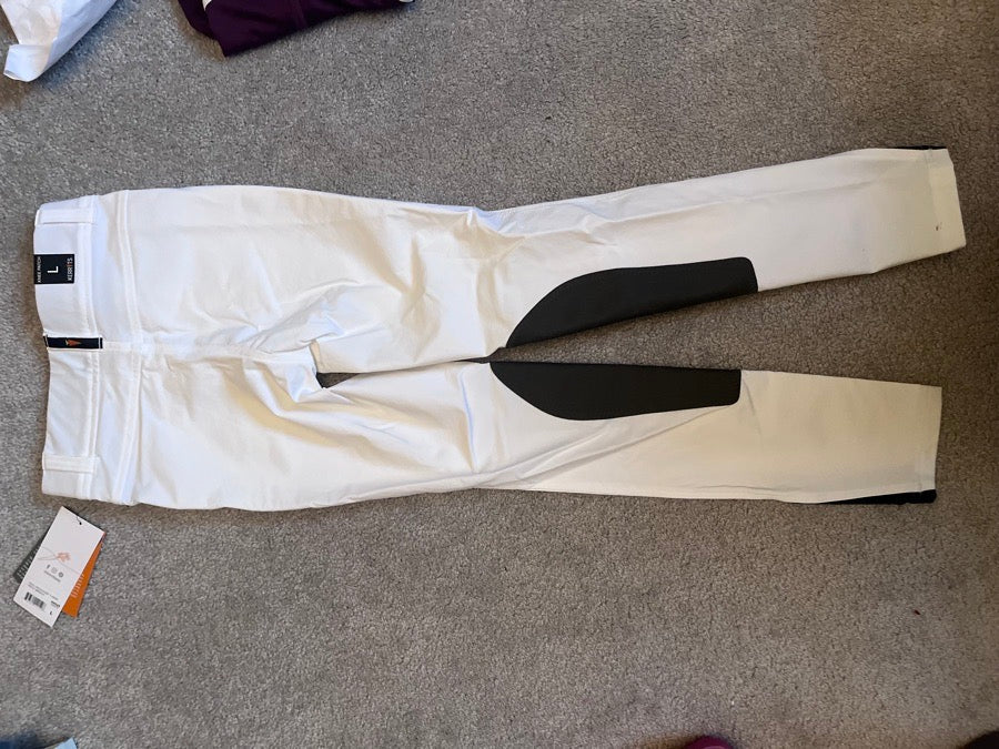 Kids Kerrits Knee Patch White Breeches
