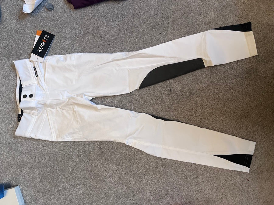 Kids Kerrits Knee Patch White Breeches