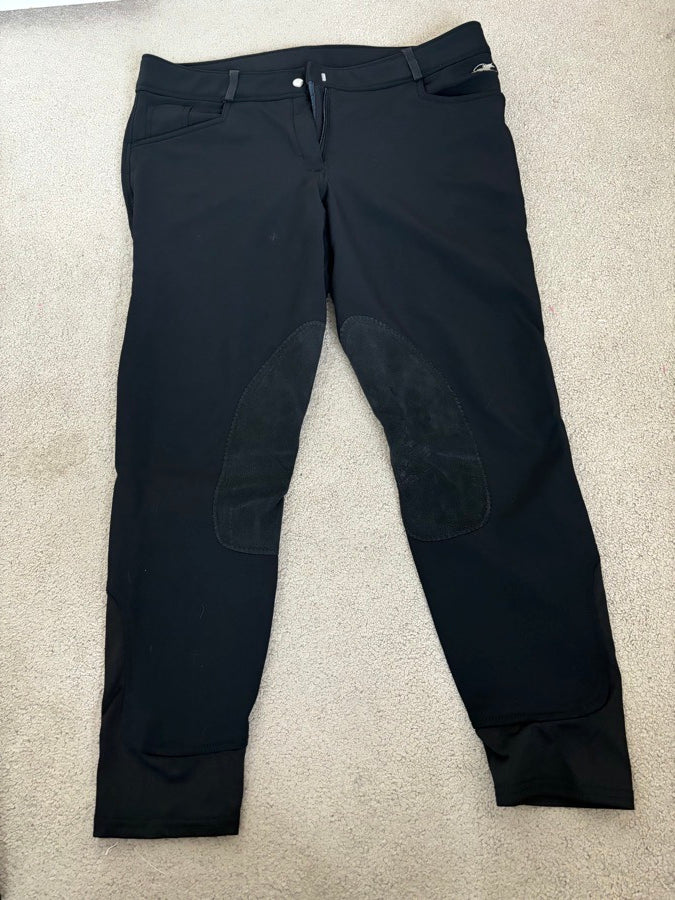 32R Smartpak Piper winter softshell, black, knee patch breeches. Great Condition