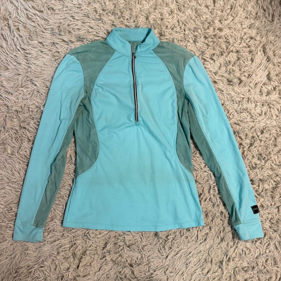 FITS Women’s Medium Blue Fits Long Sleeve Horseback Riding Sunshirt
