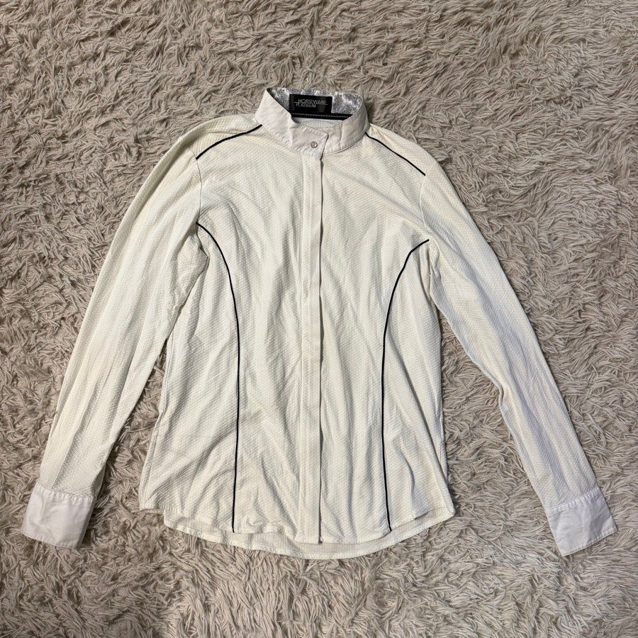 HORSEWARE IRELAND Women’s XXL White Horseware Long Sleeve Horseback Riding Show Shirt. Good Cond.