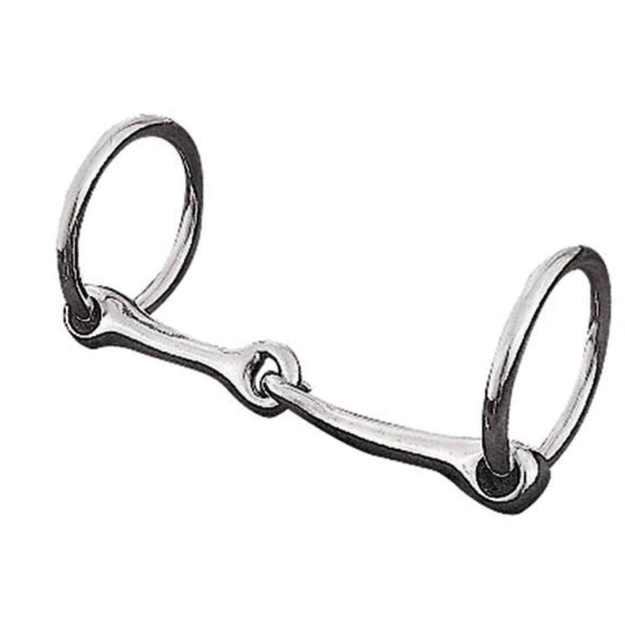 This nickel plated/malleable iron pony ring snaffle