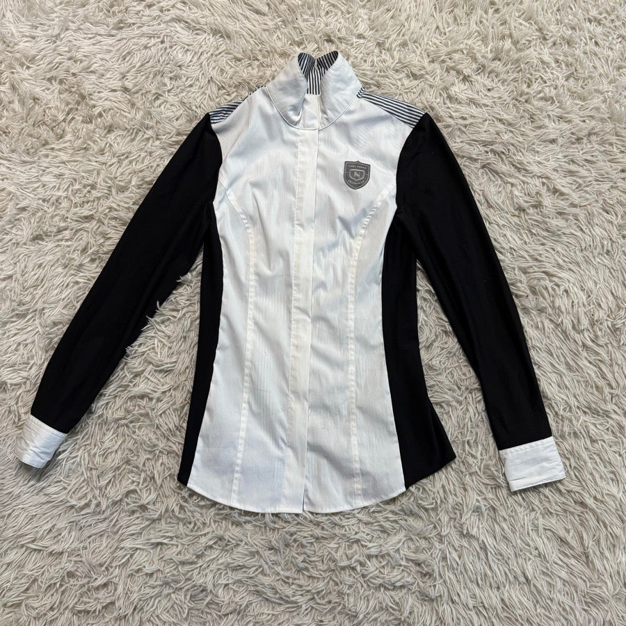 Women’s XS Black Noel Asmar Long Sleeve Horseback Riding Show Shirt. Good Cond.