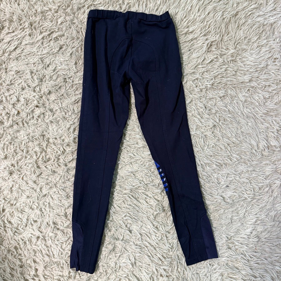 Girl’s Size 12 Navy HR Farm Knee Patch Horseback Riding Breeches. Good Cond.