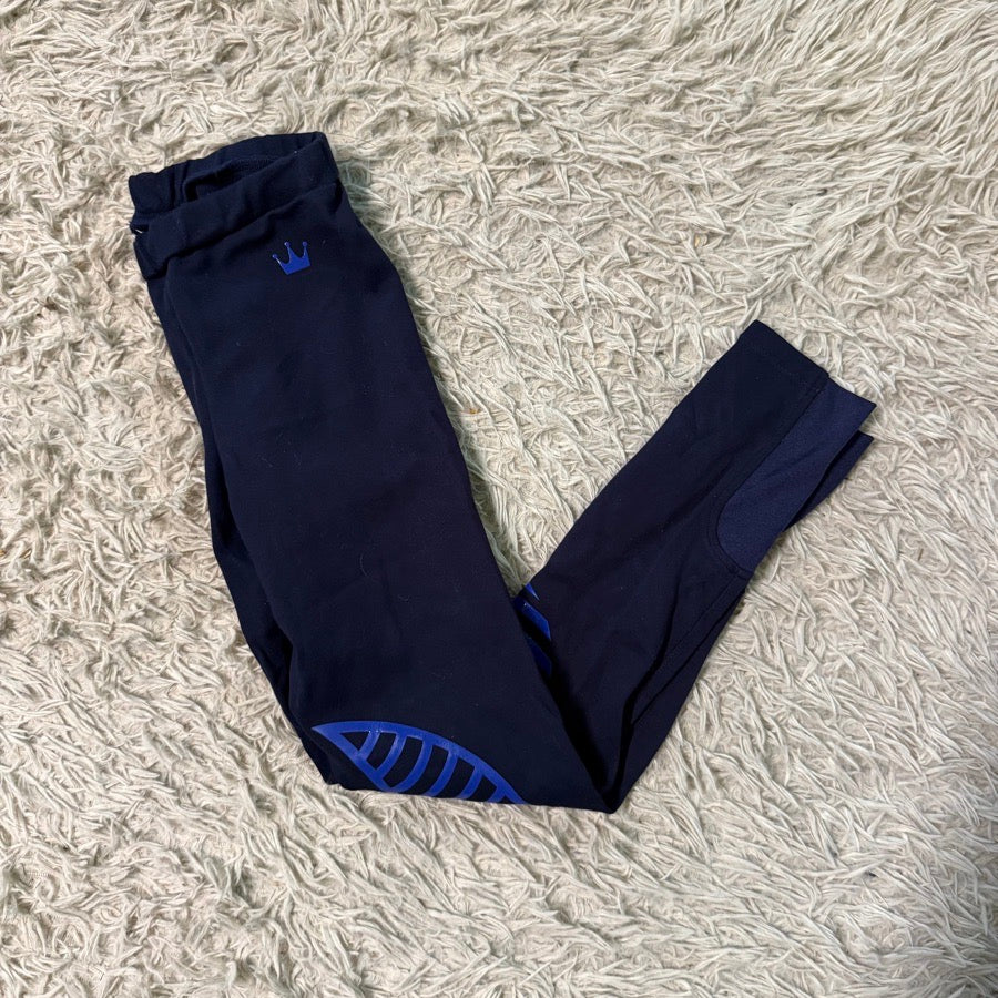 Girl’s Size 12 Navy HR Farm Knee Patch Horseback Riding Breeches. Good Cond.
