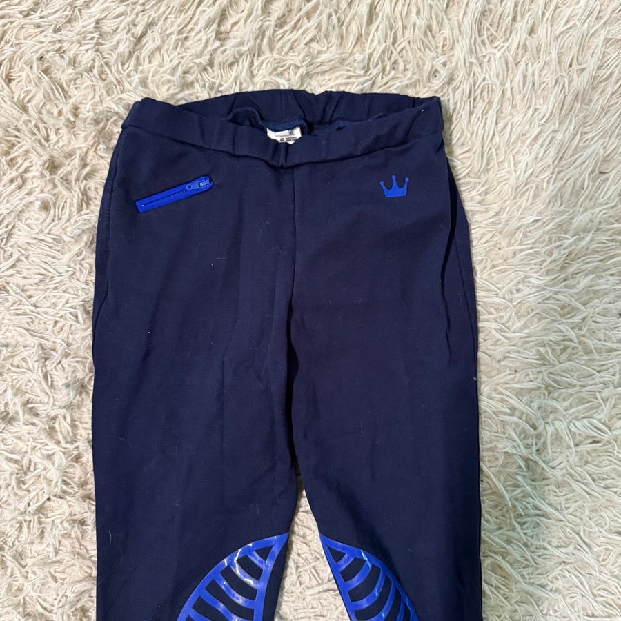 Girl’s Size 12 Navy HR Farm Knee Patch Horseback Riding Breeches. Good Cond.