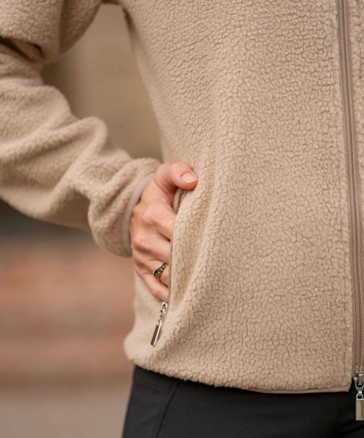 Free Ride Equestrian - Beige Teddy Zip Up Jacket - NWT