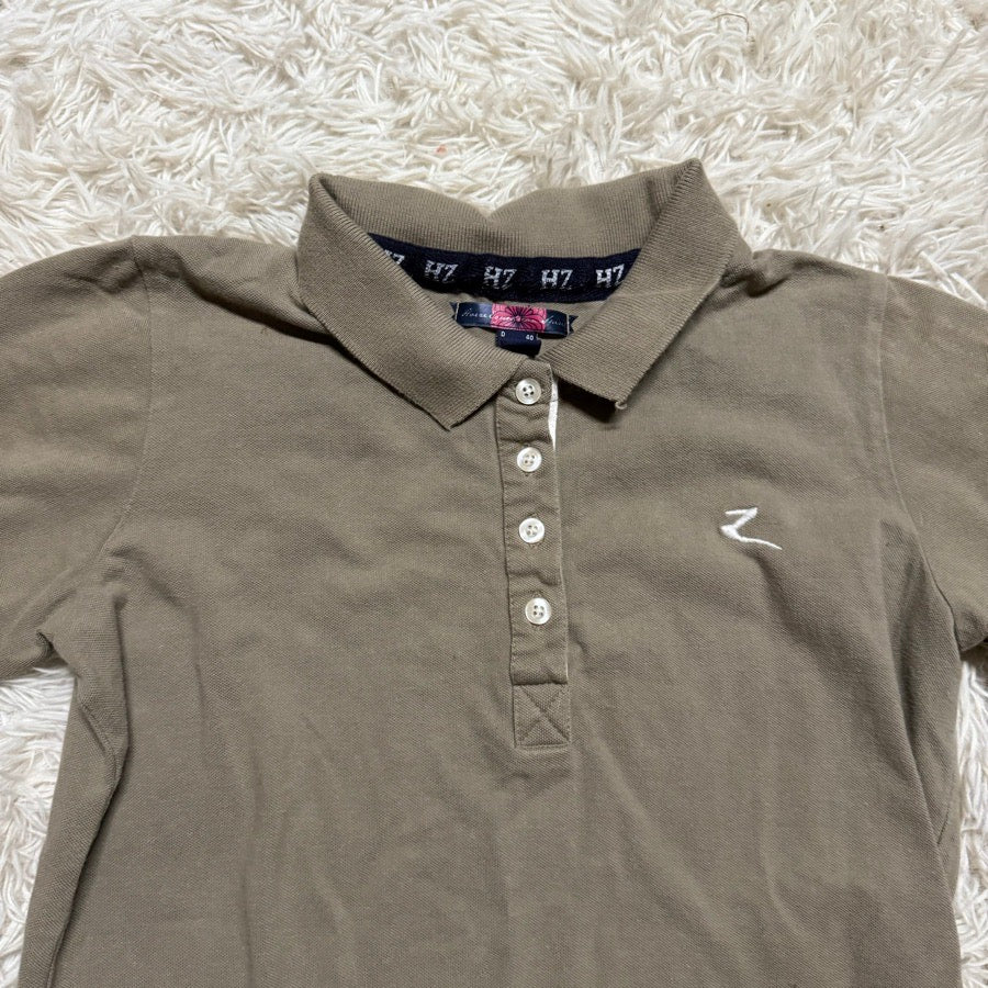Women’s Medium Brown Horze Short Sleeve Horseback Riding Polo Shirt. Good Cond.