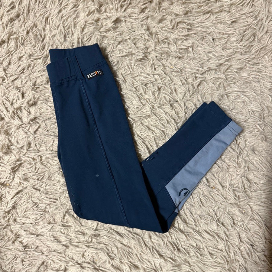 Girl’s Small Blue Kerrits Winter Knee Patch Horseback Riding Breeches