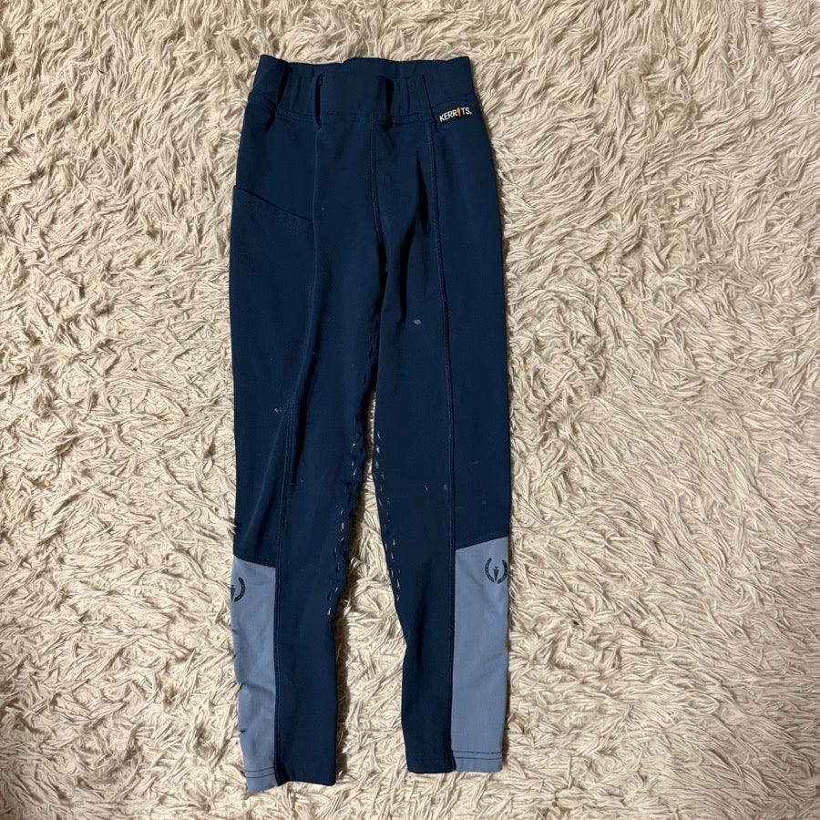 Girl’s Small Blue Kerrits Winter Knee Patch Horseback Riding Breeches