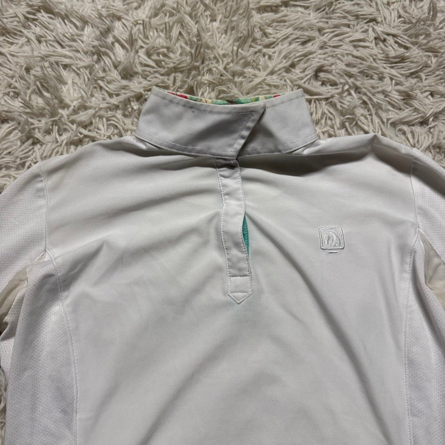 Girl’s Large White Romfh Long Sleeve Horseback Riding Show Shirt