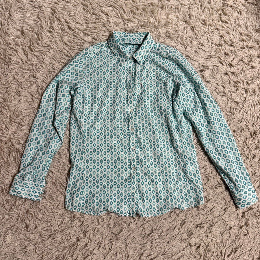 ARIAT Women’s Green/Blue Pattern Ariat Long Sleeve Horseback Riding Button Down Shirt