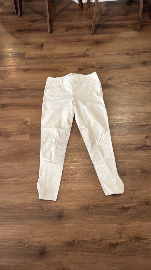 Woman's Tailored Sportsman Mid Rise Side Zip Breeches w/Velcro Closure. Size 32L