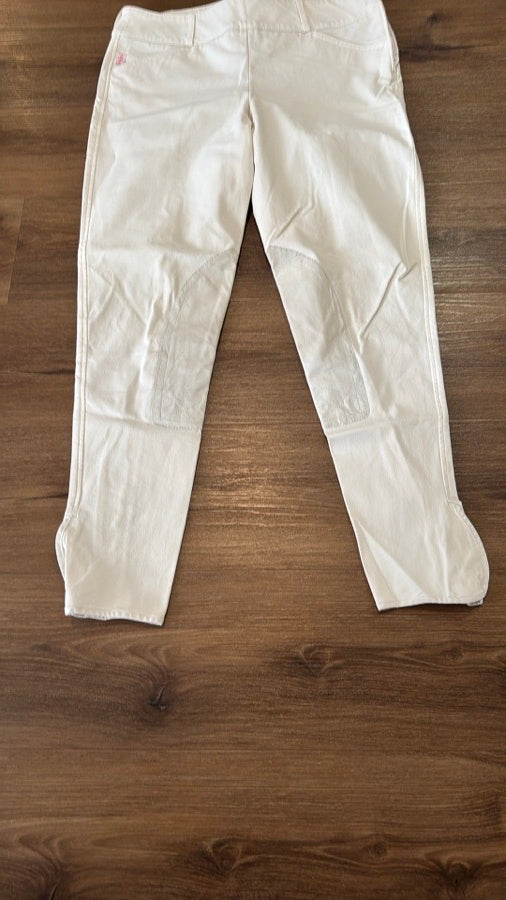 Woman's Tailored Sportsman Mid Rise Side Zip Breeches w/Velcro Closure. Size 32L