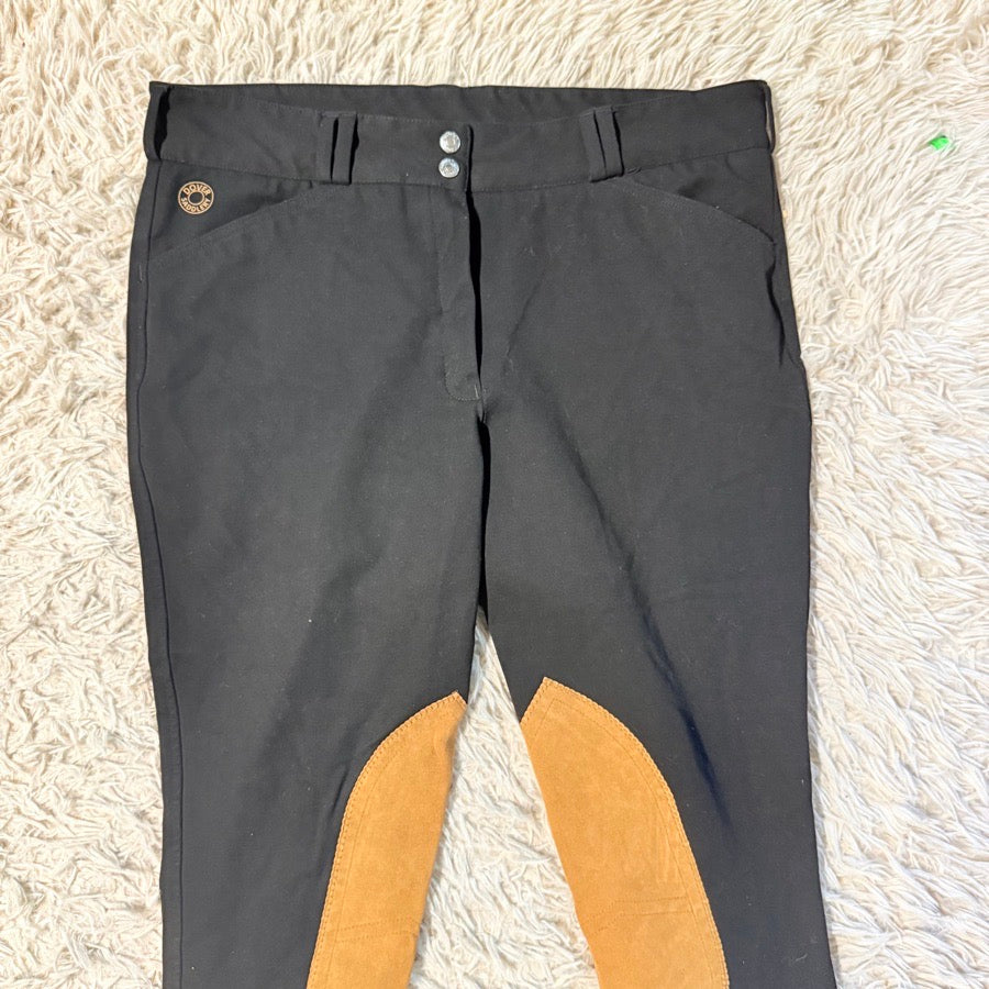 Women’s Size 34 Black Dover Knee Patch Horseback Riding Breeches. Good Condition