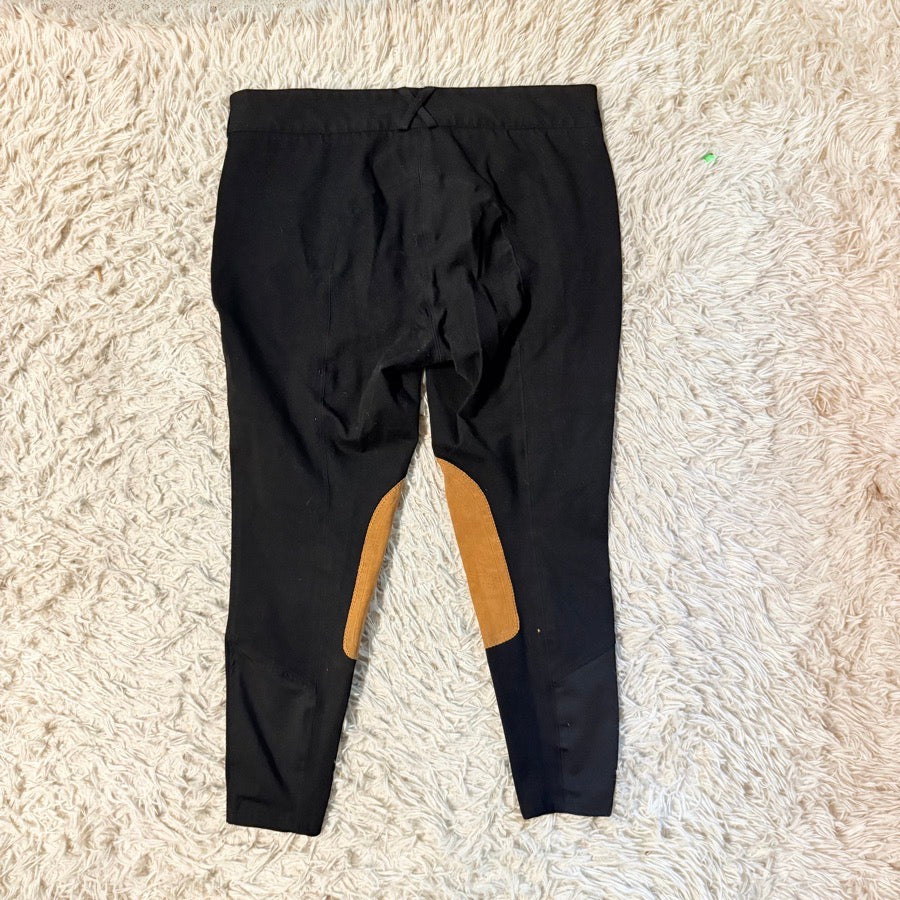 Women’s Size 34 Black Dover Knee Patch Horseback Riding Breeches. Good Condition